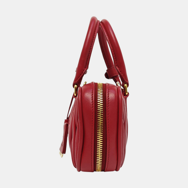 Arcadie Matelassé Small Quilted Lambskin Red