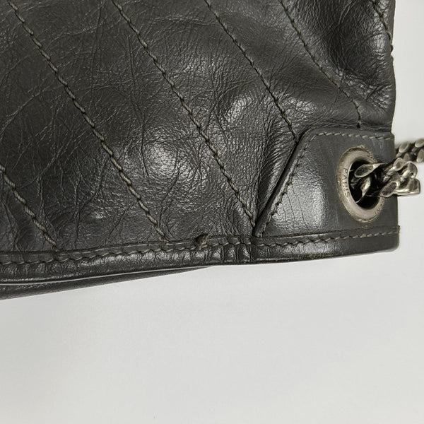 NIKI Medium Chevron Calfskin Gray