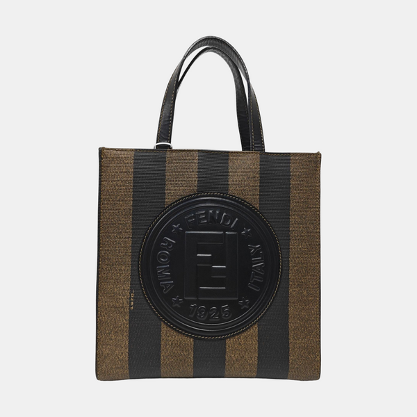 Bolso de hombro de lona revestida marrón