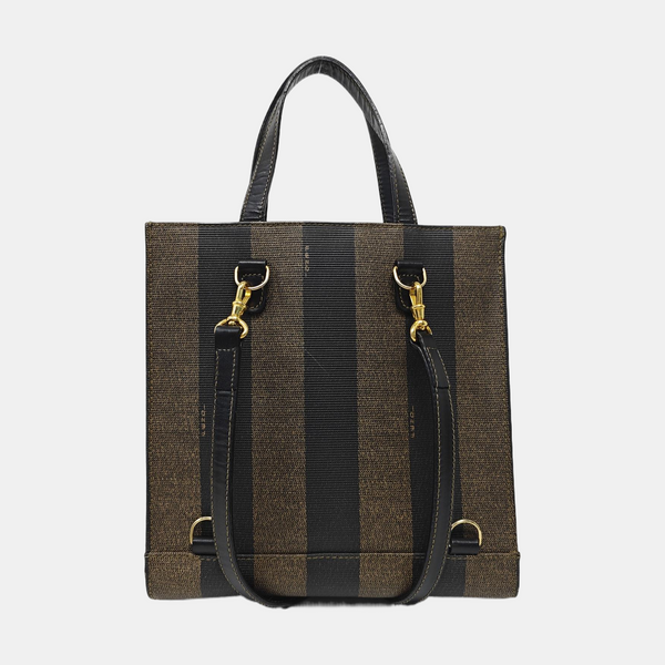 Bolso de hombro de lona revestida marrón