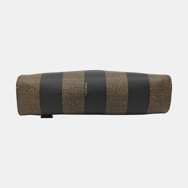 Bolso de hombro de lona revestida marrón