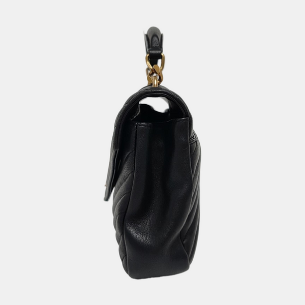 COLLEGE Medium Chevron Lambskin Black