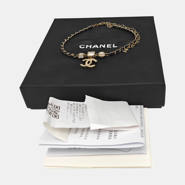 Authenticated pre-owned Gold-Tone Metal Fabric Necklace - Necklace at Looply