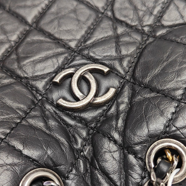 GABRIELLE Large Quilted Calfskin Black