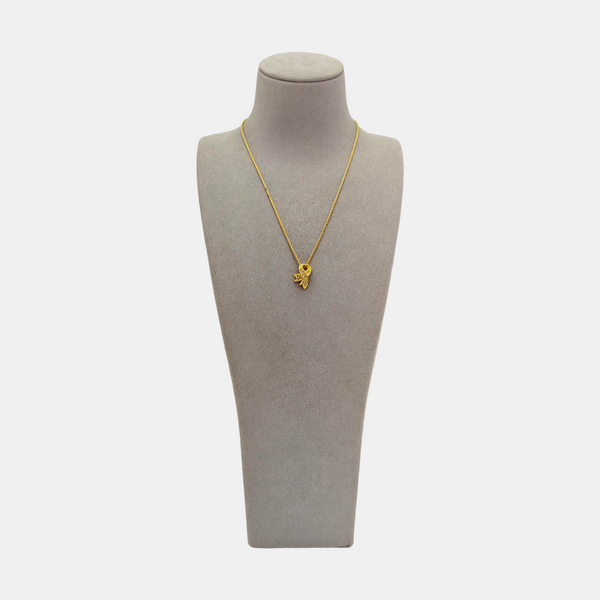 Authenticated pre-owned Vintage Crystal Bow Pendant Necklace Gold-tone Metal Necklace - Necklace at Looply