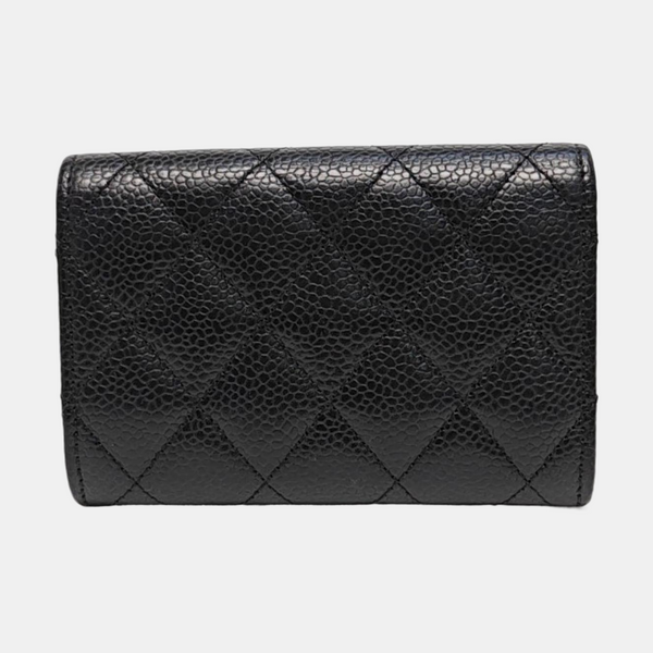 Authenticated pre-owned Classic Flap Quilted Grained Calfskin Black Card Holder - Card Holder at Looply