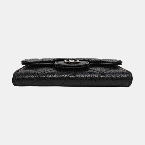 Authenticated pre-owned Classic Flap Quilted Grained Calfskin Black Card Holder - Card Holder at Looply