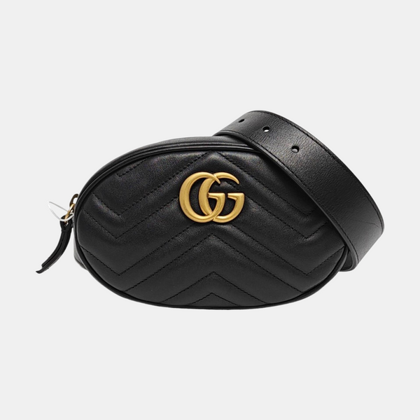 Authenticated pre-owned GG Marmont Calfskin Black - Belt Bag at Looply