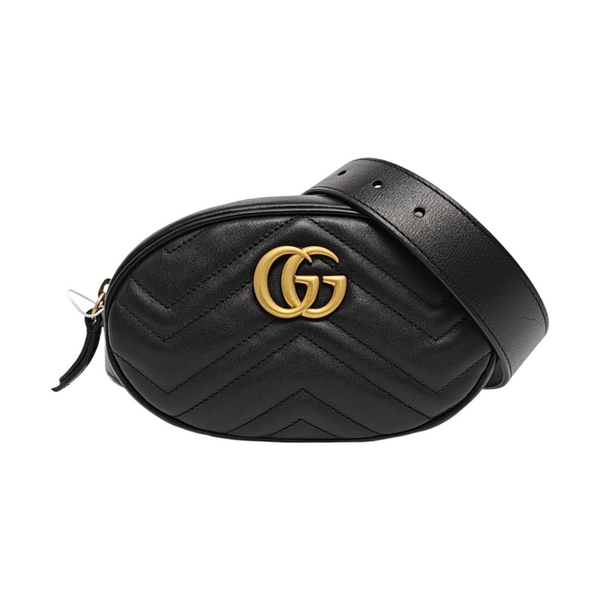 Authenticated pre-owned GG Marmont Calfskin Black - Belt Bag at Looply