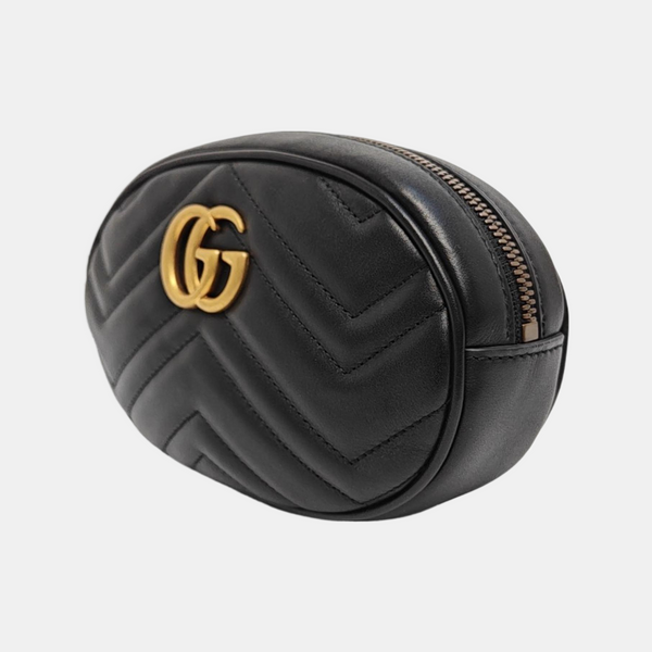 Authenticated pre-owned GG Marmont Calfskin Black - Belt Bag at Looply
