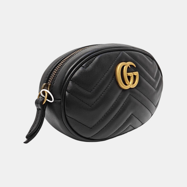 Authenticated pre-owned GG Marmont Calfskin Black - Belt Bag at Looply