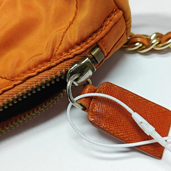 Quilted Nylon Shoulder Bag Orange
