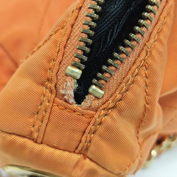 Quilted Nylon Shoulder Bag Orange