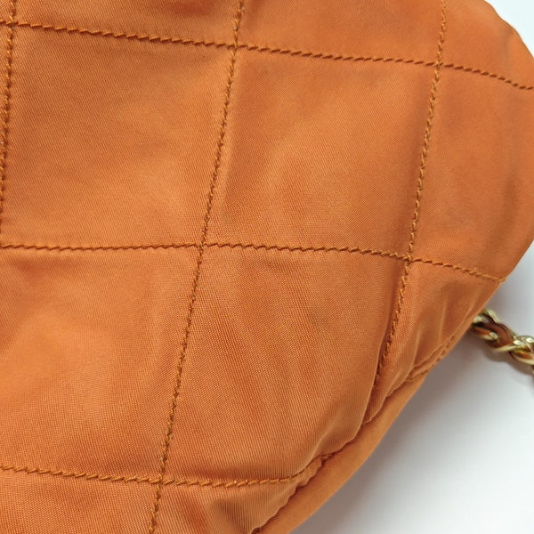 Quilted Nylon Shoulder Bag Orange