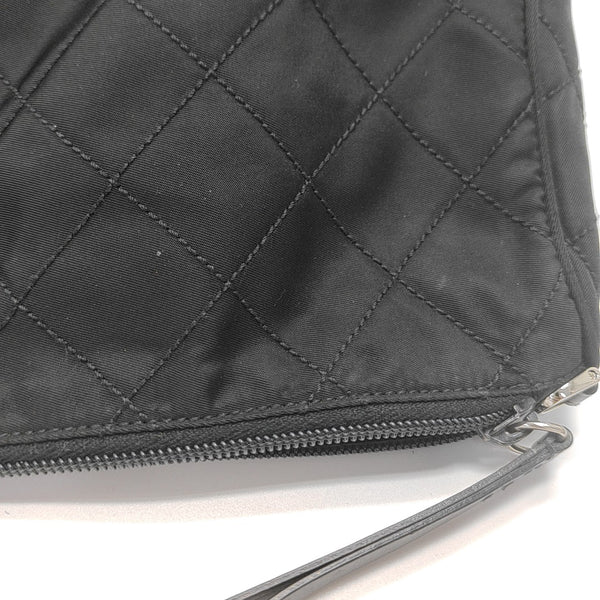 Quilted Nylon Clutch Black
