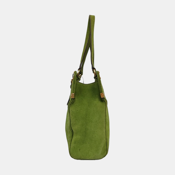 Suede Top Handle Bag Green