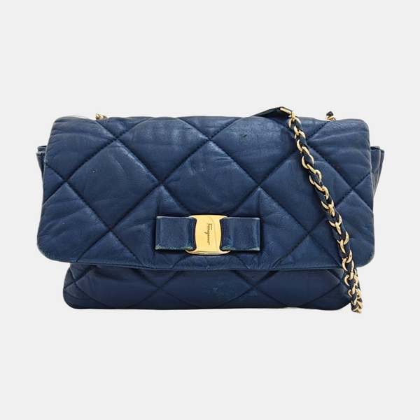 Ginny Quilted Calfskin Blue