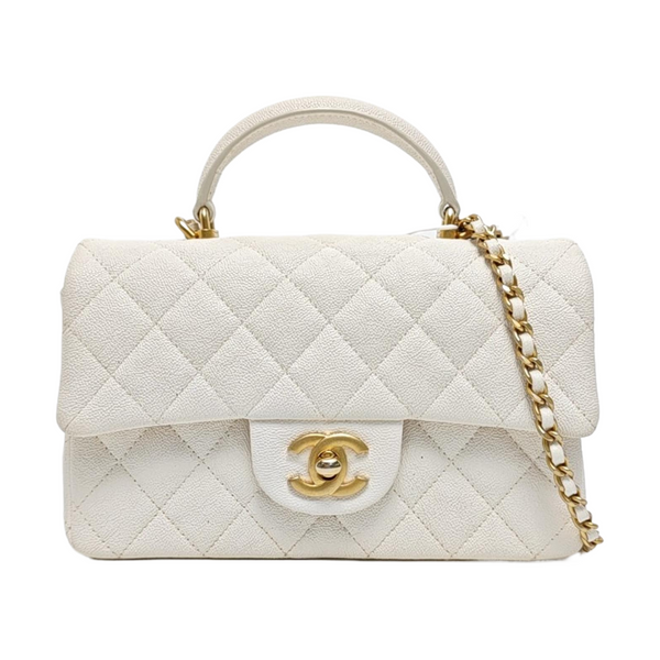 Quilted Grained Calfskin White