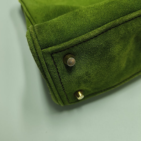 Suede Top Handle Bag Green
