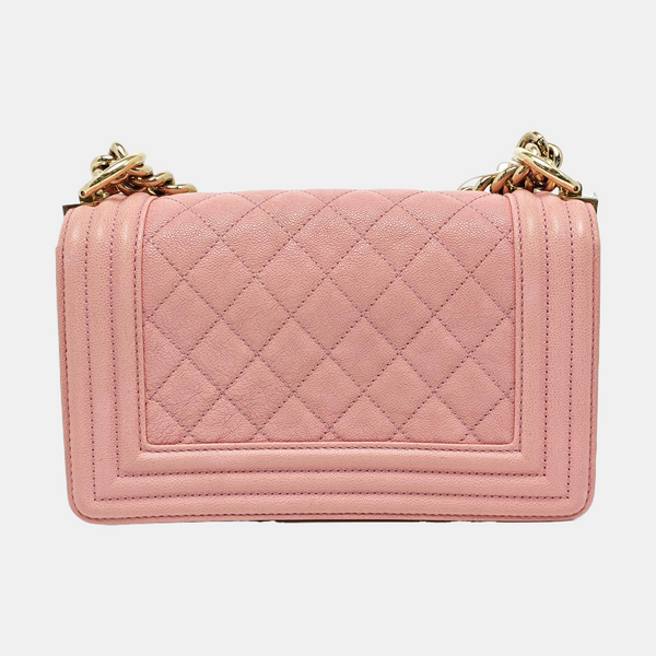 BOY CHANEL Mini Quilted Grained Calfskin Pink