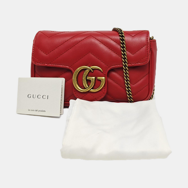 Authenticated pre-owned GG Marmont Mini Calfskin Red - Crossbody Bag at Looply