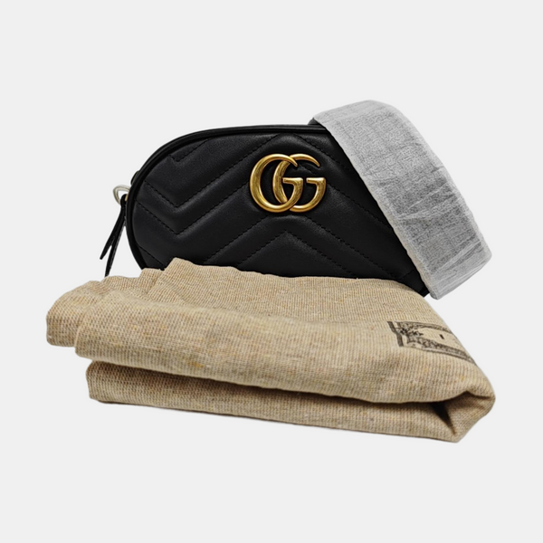 Authenticated pre-owned GG Marmont Calfskin Black - Belt Bag at Looply