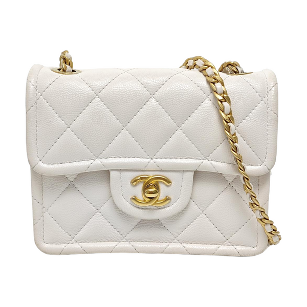 Quilted Grained Calfskin White