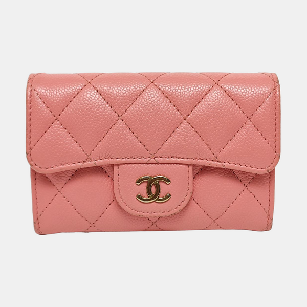Authenticated pre-owned Classic Flap Quilted Grained Calfskin Pink Wallet - Wallet at Looply