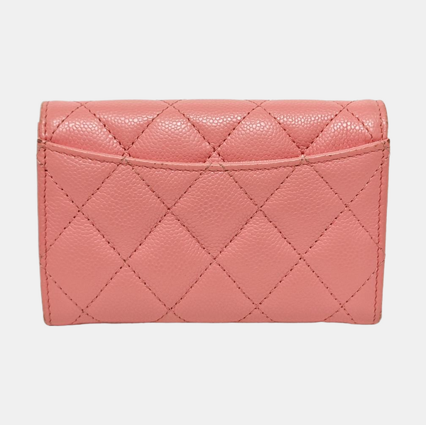 Authenticated pre-owned Classic Flap Quilted Grained Calfskin Pink Wallet - Wallet at Looply