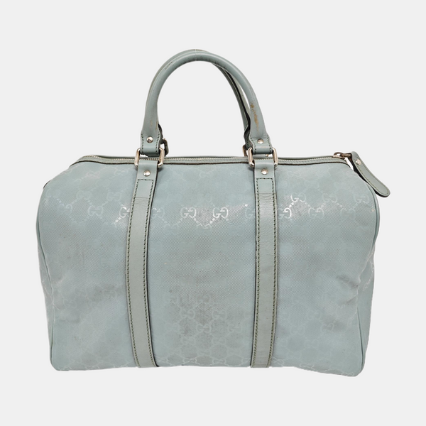 Authenticated pre-owned Joy Medium Monogram Coated Canvas Blue - Top Handle Bag at Looply