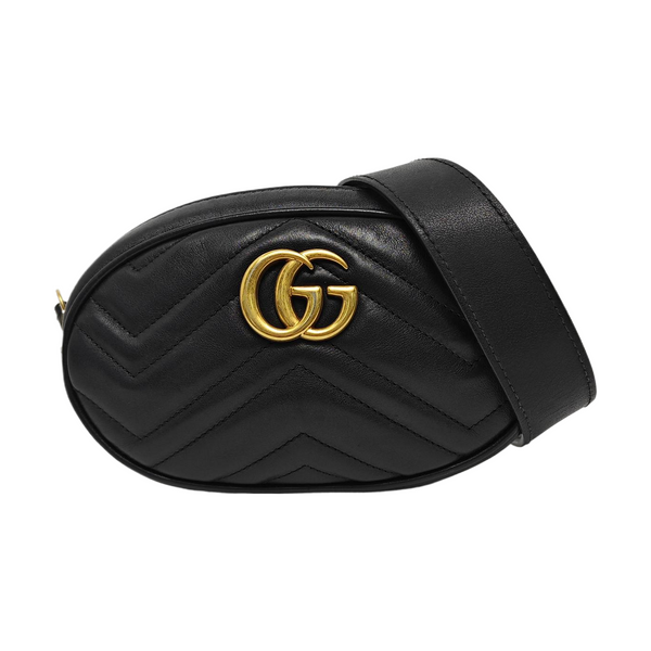 Authenticated pre-owned GG Marmont Calfskin Black - Belt Bag at Looply