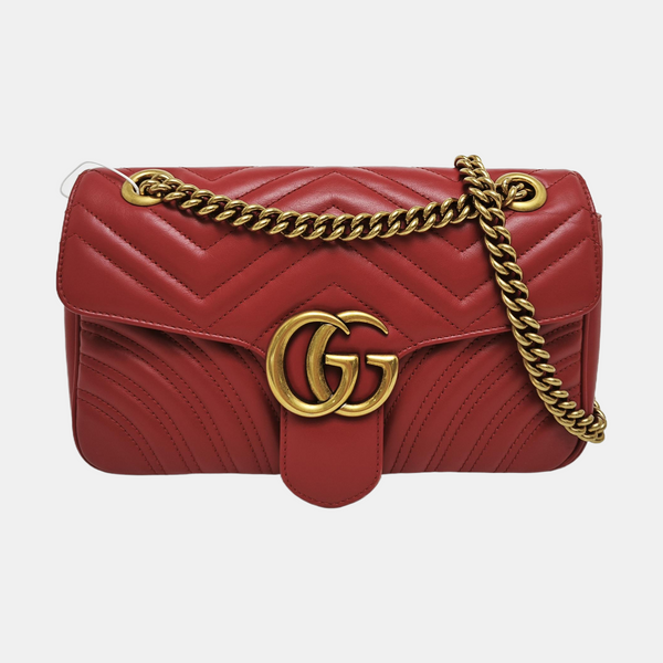 Authenticated pre-owned GG Marmont Medium Calfskin Red - Shoulder Bag at Looply