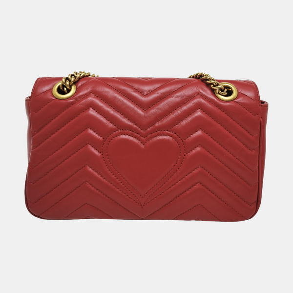 Authenticated pre-owned GG Marmont Medium Calfskin Red - Shoulder Bag at Looply