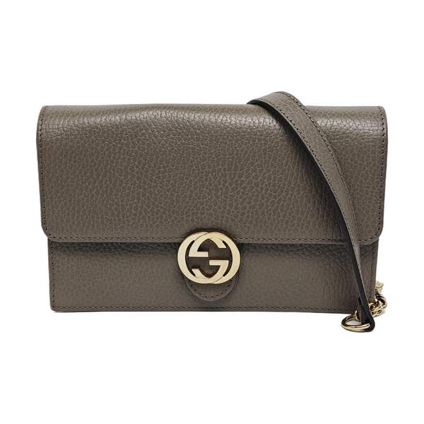 Authenticated pre-owned Interlocking G Calfskin Gray - Shoulder Bag at Looply