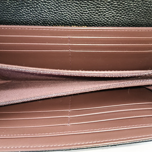 Authenticated pre-owned Classic Flap Quilted Grained Calfskin Black Wallet - Wallet at Looply