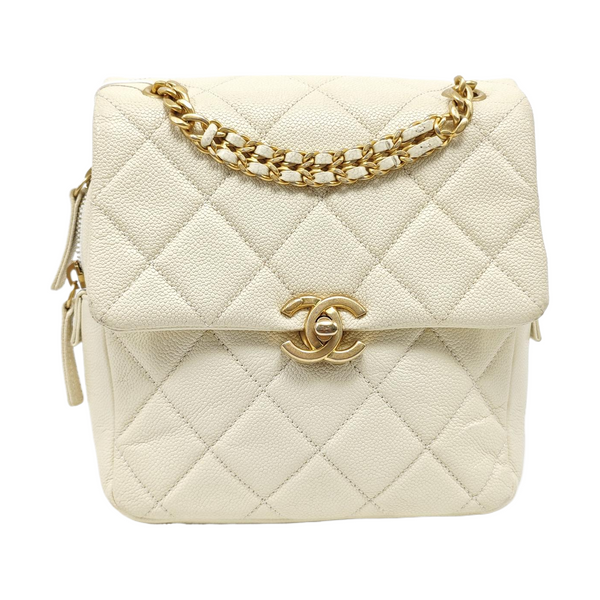 Quilted Grained Calfskin White