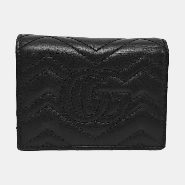 Authenticated pre-owned GG Marmont Calfskin Black Card Holder - Card Holder at Looply