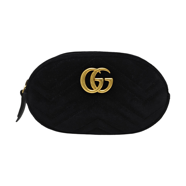 Authenticated pre-owned GG Marmont Velvet Black - Belt Bag at Looply