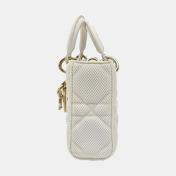Authenticated pre-owned Lady D-Joy Medium Fabric White - Shoulder Bag at Looply
