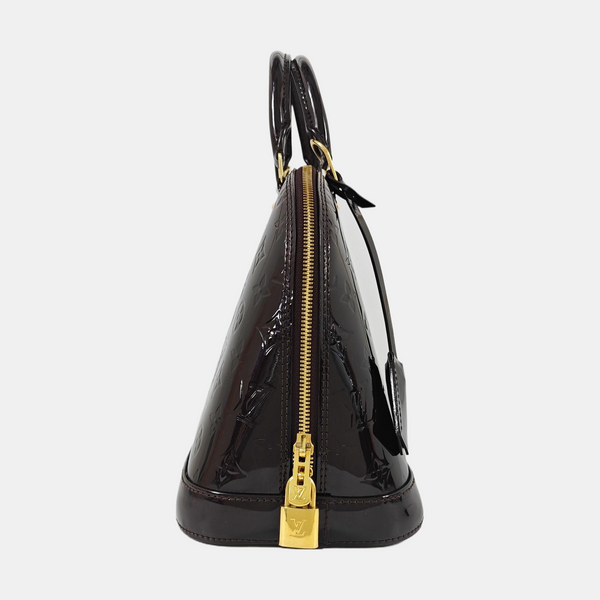 Authenticated pre-owned Alma PM Monogram Patent Leather Brown - Top Handle Bag at Looply