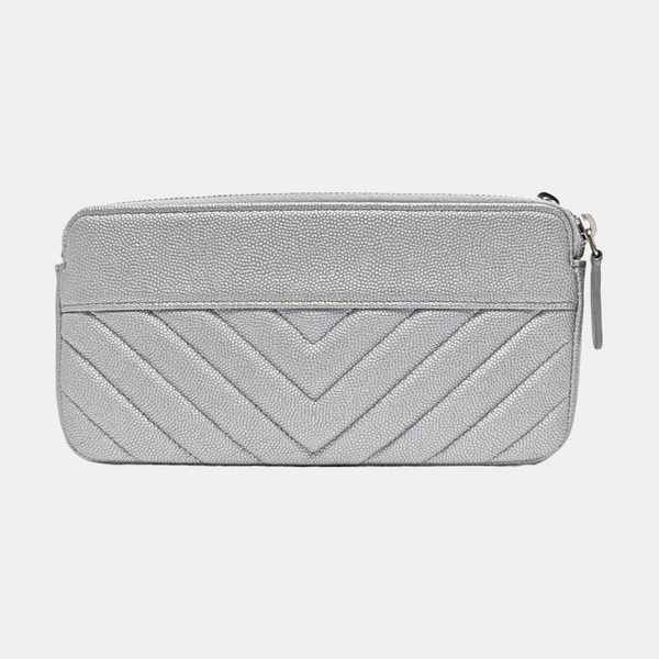 Chevron Grained Lambskin Silver