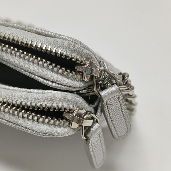 Chevron Grained Lambskin Silver