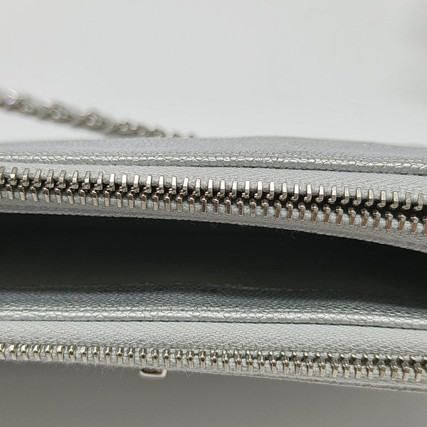 Chevron Grained Lambskin Silver