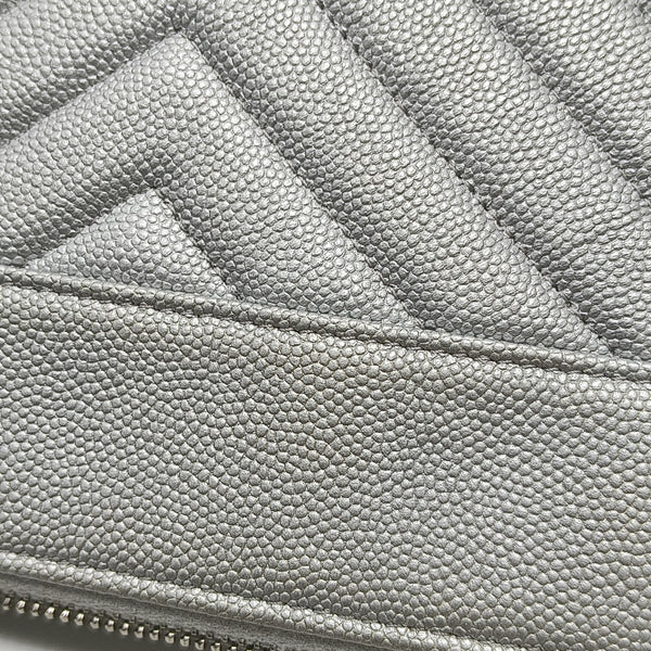 Chevron Grained Lambskin Silver