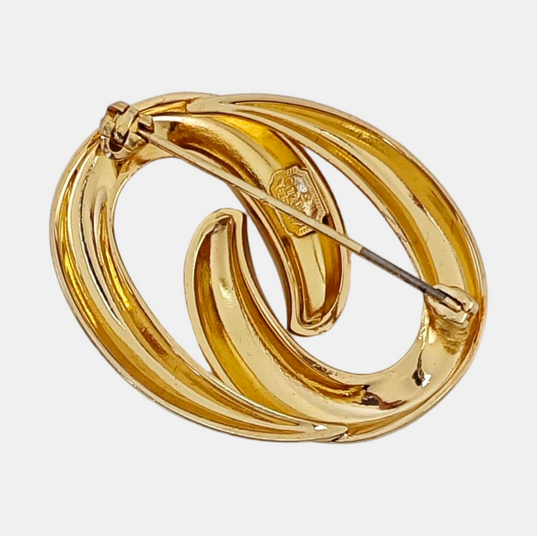 Authenticated pre-owned Twist Round Gold-tone Metal Brooch - Brooch at Looply