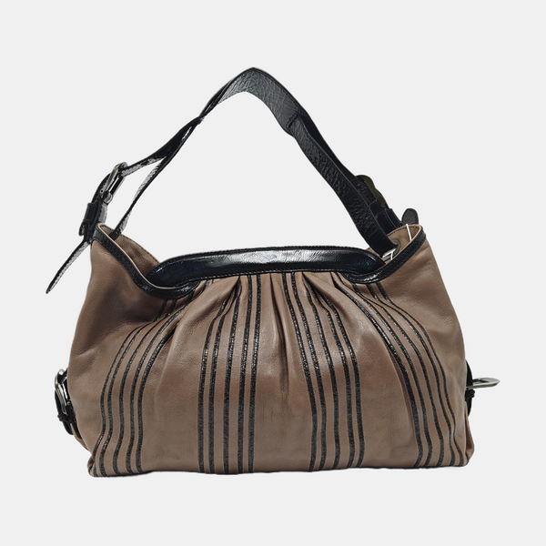 Bolso de mano de piel de ternera marrón
