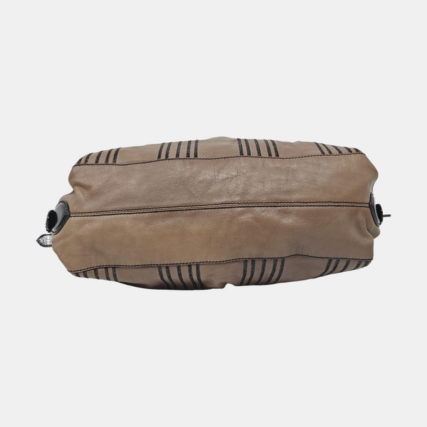 Bolso de mano de piel de ternera marrón
