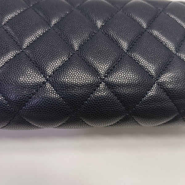 Quilted Grained Calfskin Wallet Blue