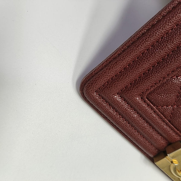BOY CHANEL Small Quilted Grained Calfskin Red