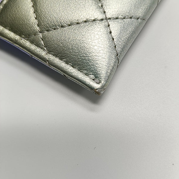 Quilted Calfskin Card Holder Blue
